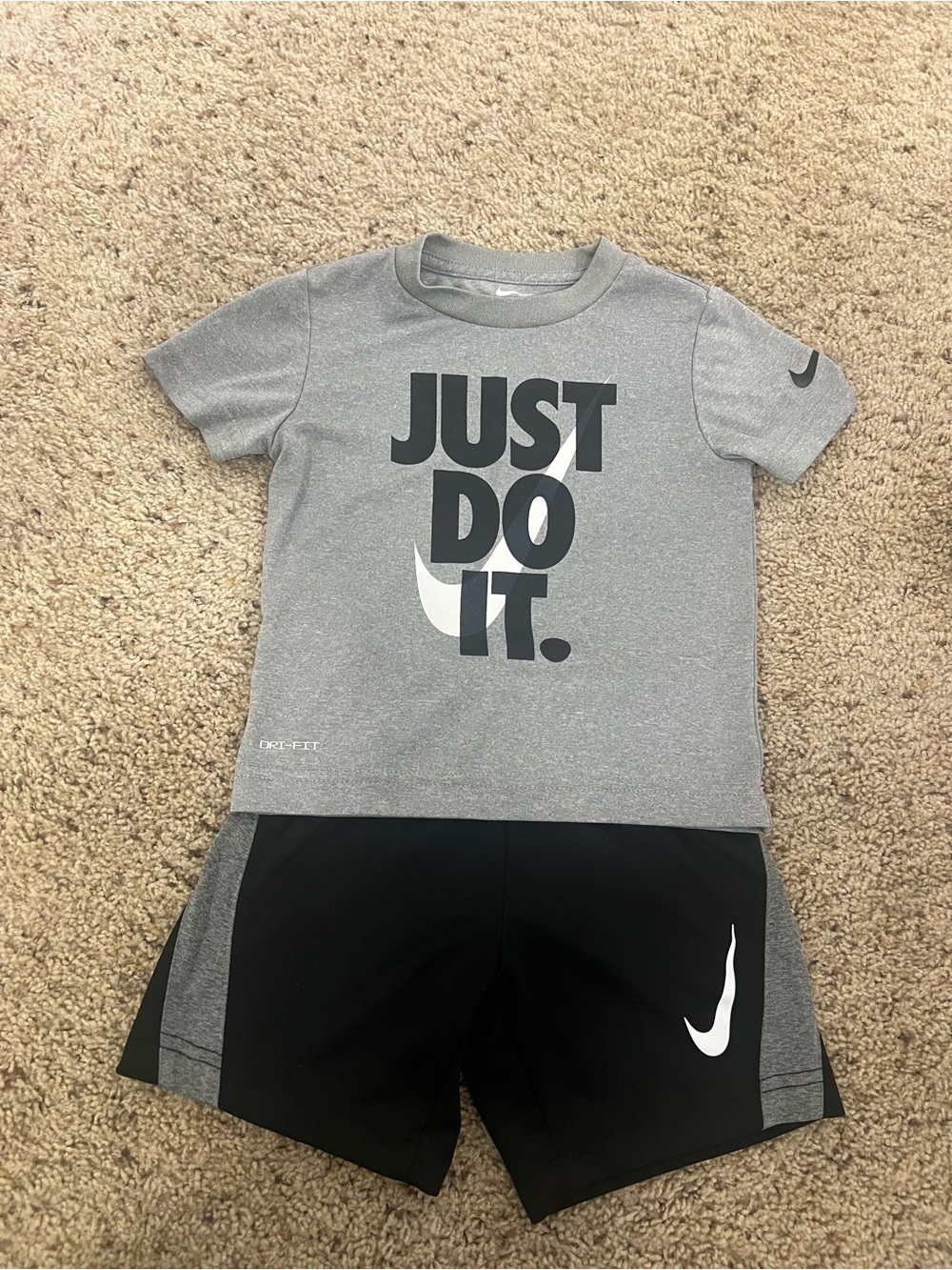 Nike 3T Kids Gray 'Just Do It.' Short Sleeve & Shorts Set
